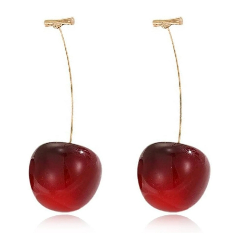 Cherry Drop Earrings Darker Red New